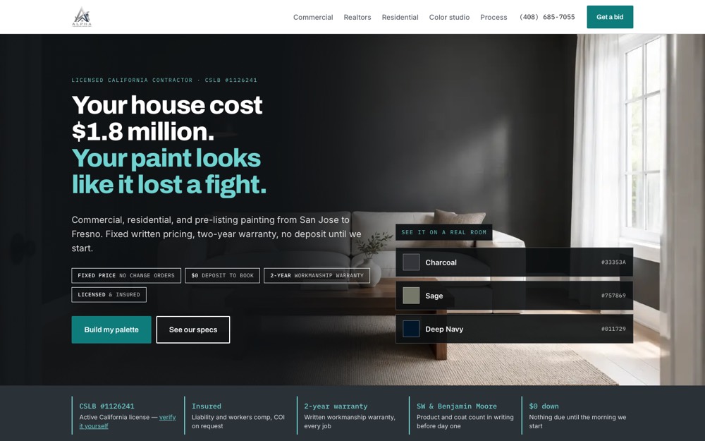 Alpha Professional Painting website
